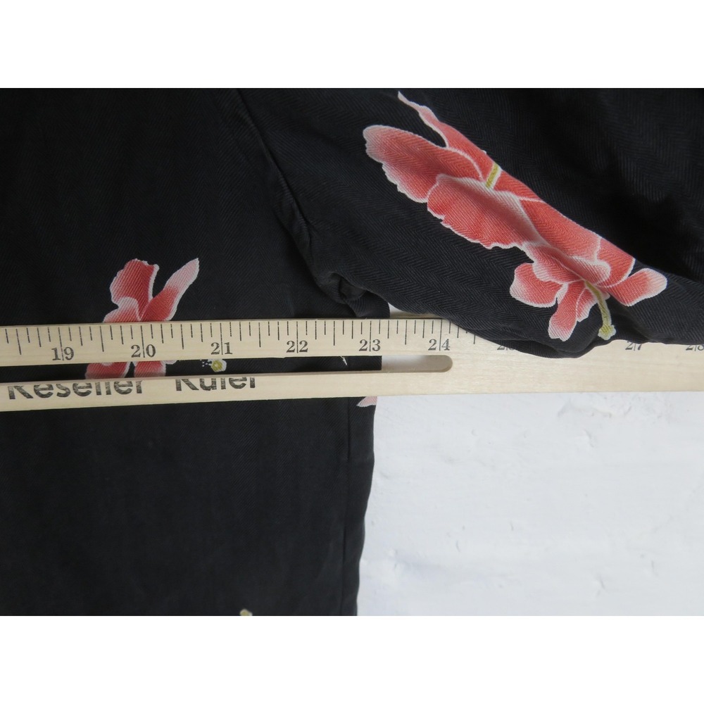 Tommy Bahama Shirt Womens XL Black Silk Hawaiian Floral Short Sleeve Button Up - Picture 6 of 7
